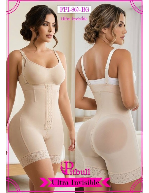 Faja Pitbull FPI867 | Moldeo Invisible con Tirantes y Realce Total de Cintura y Glúteos