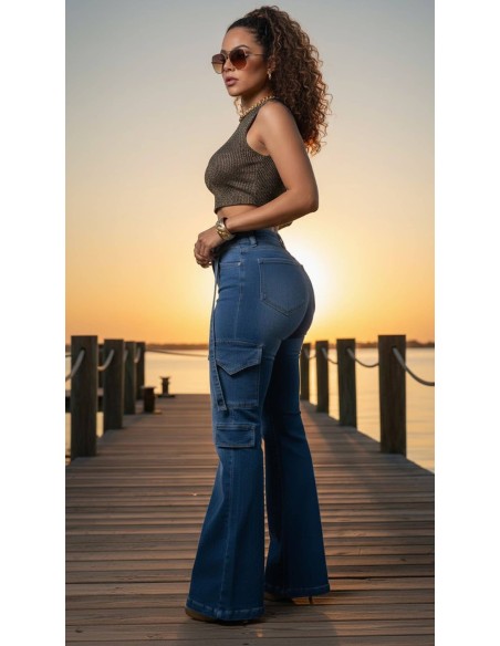 Jeans Cargo Pitbull PC7749 | Pantalón Colombiano Bota Campana
