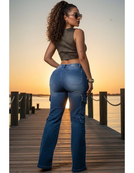Jeans Cargo Pitbull PC7749 | Pantalón Colombiano Bota Campana