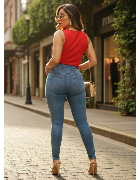 Pantalón Colombiano con Faja Pitbull PTF7733 | Push Up con Realce y Control