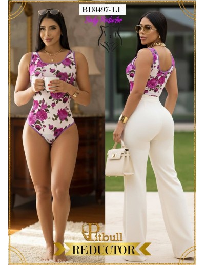 Body Reductor Pitbull BD-3497-NG | Control Y Estilo Floral Elegante 2