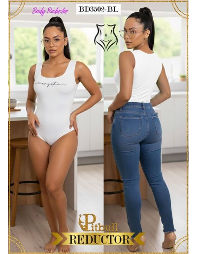 Body Reductor Pitbull BD3502 | Corte Tanga con Espalda Alta y Diseño "Energetic"

