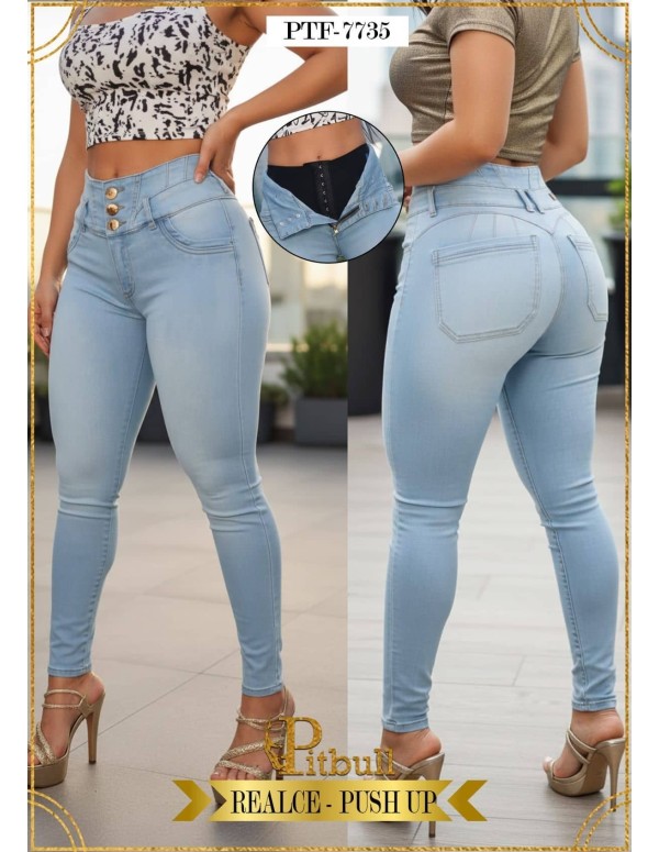 Pantalón Colombiano con Faja Pitbull | Realce Push Up | Moldea y Estiliza la Figura