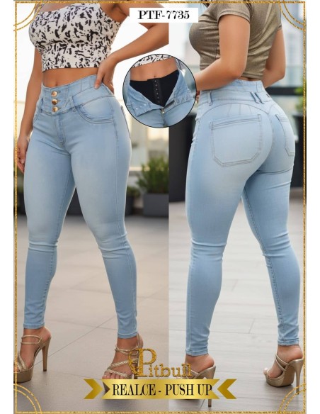 Pantalón Colombiano con Faja Pitbull | Realce Push Up | Moldea y Estiliza la Figura