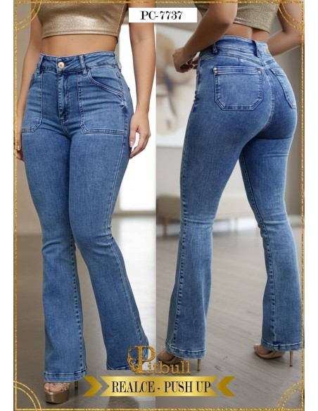 Pantalón Colombiano Pitbull PC-7737 | Push Up | Corte Flare | Realce Natural