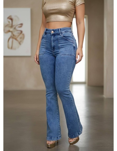 Pantalón Colombiano Pitbull PC-7737 | Push Up | Corte Flare | Realce Natural